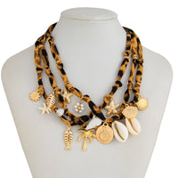 Thumbnail for Beach Style 3pcs Conch Fish Bone Coconut Tree Pendant Leopard Print Necklace Set - ArtGalleryZen