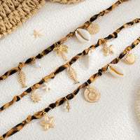Thumbnail for Beach Style 3pcs Conch Fish Bone Coconut Tree Pendant Leopard Print Necklace Set - ArtGalleryZen