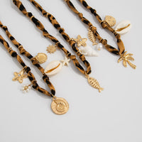Thumbnail for Beach Style 3pcs Conch Fish Bone Coconut Tree Pendant Leopard Print Necklace Set - ArtGalleryZen