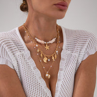 Thumbnail for Beach Style 3pcs Conch Shell Starfish Pendant Pearl Chain Necklace Set - ArtGalleryZen