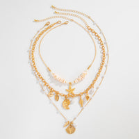 Thumbnail for Beach Style 3pcs Conch Shell Starfish Pendant Pearl Chain Necklace Set - ArtGalleryZen