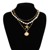 Thumbnail for Beach Style 3pcs Shell Starfish Pendant Conch Chain Necklace Set - ArtGalleryZen