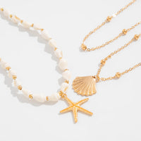 Thumbnail for Beach Style 3pcs Shell Starfish Pendant Conch Chain Necklace Set - ArtGalleryZen