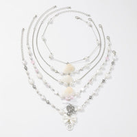 Thumbnail for Beach Style 5pcs Natural Shell Bowknot Heart Pendant Pearl Chain Necklace Set - ArtGalleryZen