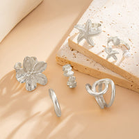Thumbnail for Beach Style 6pcs Flower Starfish Shell Pearl Ring Set - ArtGalleryZen