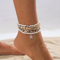 Thumbnail for Beach Style 7pcs Starfish Charm Conch Seed Beaded Anklet Set - ArtGalleryZen