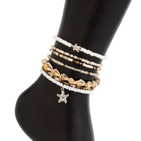 Thumbnail for Beach Style 7pcs Starfish Charm Conch Seed Beaded Anklet Set - ArtGalleryZen