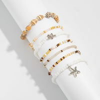 Thumbnail for Beach Style 7pcs Starfish Charm Conch Seed Beaded Anklet Set - ArtGalleryZen