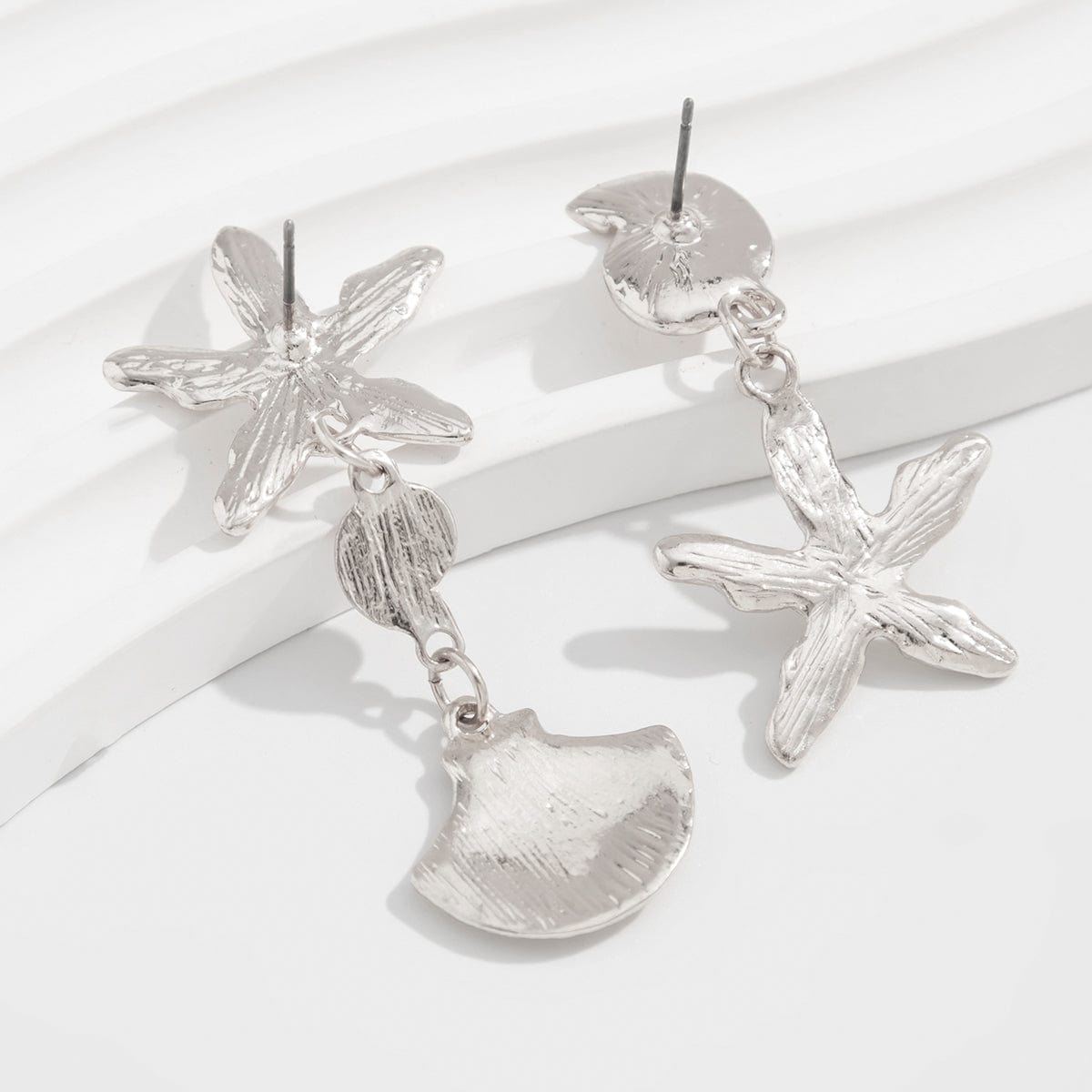 Beach Style Asymmetric Shell Starfish Dangle Earrings - ArtGalleryZen