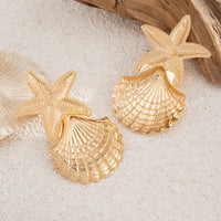 Thumbnail for Beach Style Chunky Shell Starfish Earrings - ArtGalleryZen