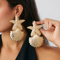 Thumbnail for Beach Style Chunky Shell Starfish Earrings - ArtGalleryZen