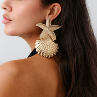 Thumbnail for Beach Style Chunky Shell Starfish Earrings - ArtGalleryZen