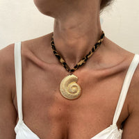 Thumbnail for Beach Style Conch Starfish Flower Pendant Leopard Choker Necklace - ArtGalleryZen