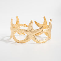 Thumbnail for Beach Style Gold Silver Tone Textured Starfish Arm Cuff - ArtGalleryZen