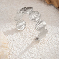 Thumbnail for Beach Style Gols Silver Plated Shell Bangle Bracelet - ArtGalleryZen