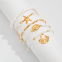 Thumbnail for Beach Style Layered Shell Starfish Charm Seed Bead Anklet Set - ArtGalleryZen