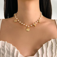 Thumbnail for Beach Style Mermaid Tail Conch Shell Pendant Pearl Chain Necklace - ArtGalleryZen