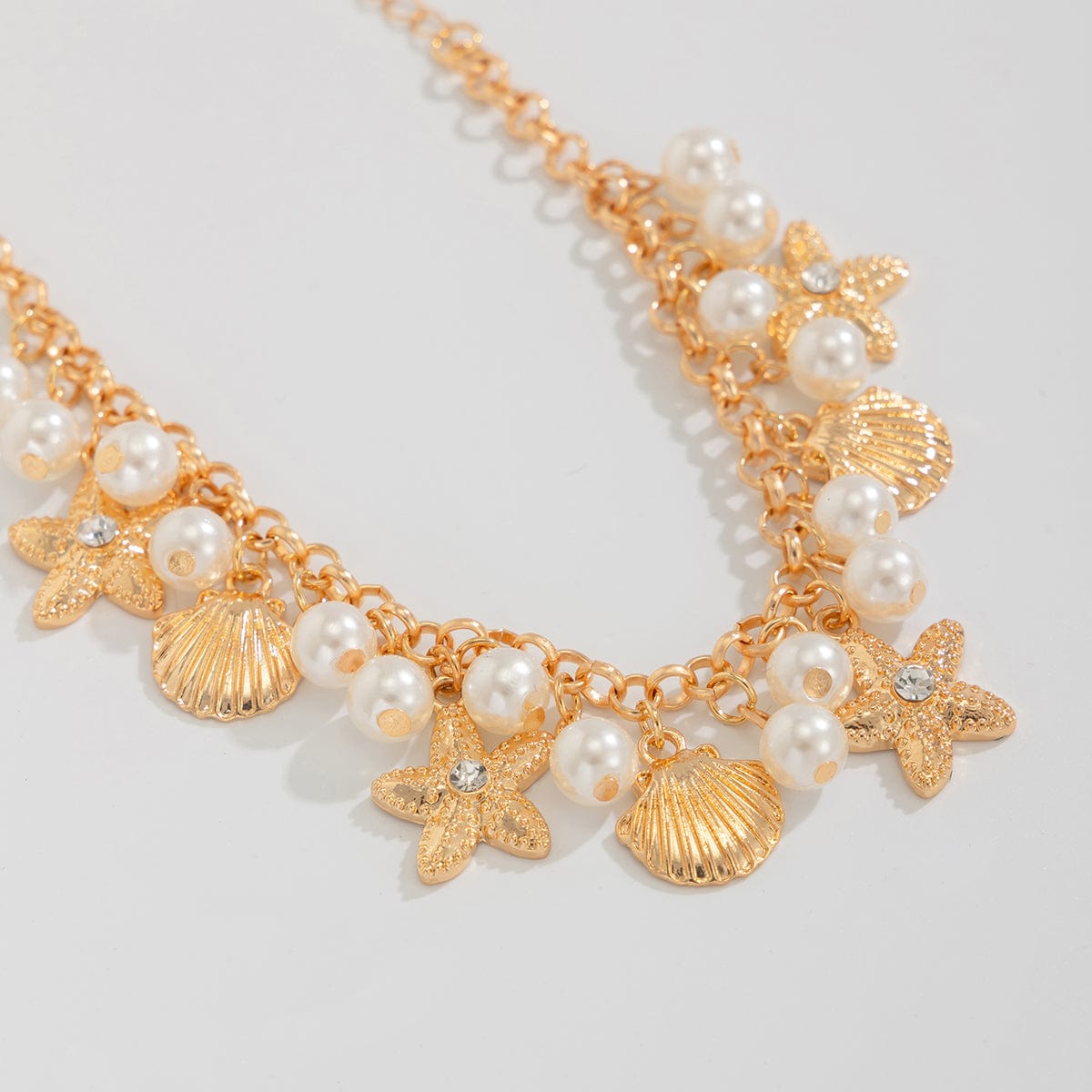 Beach Style Pearl Shell Starfish Tassel Anklet - ArtGalleryZen