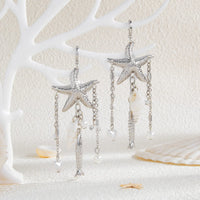 Thumbnail for Beach Style Pearl Starfish Conch Goldfish Tassel Earrings - ArtGalleryZen