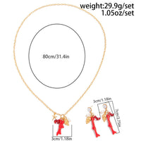 Thumbnail for Beach Style Red Coral Conch Pendant Necklace Earrings Set - ArtGalleryZen