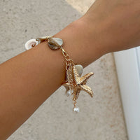Thumbnail for Beach Style Starfish Pendant Conch Chain Y Necklace Bracelet - ArtGalleryZen