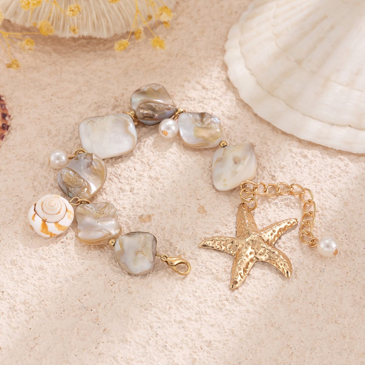 Beach Style Starfish Pendant Conch Chain Y Necklace Bracelet - ArtGalleryZen
