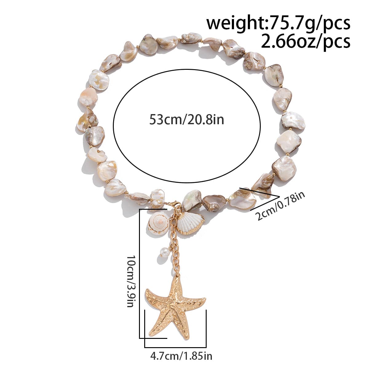 Beach Style Starfish Pendant Conch Chain Y Necklace Bracelet - ArtGalleryZen