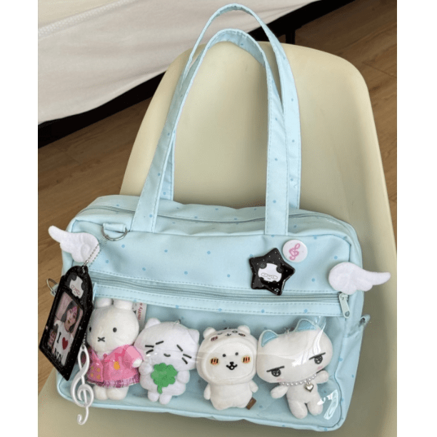 Blue Polka Dots Kpop Fan Display Shoulder Crossbody Bag - ArtGalleryZen