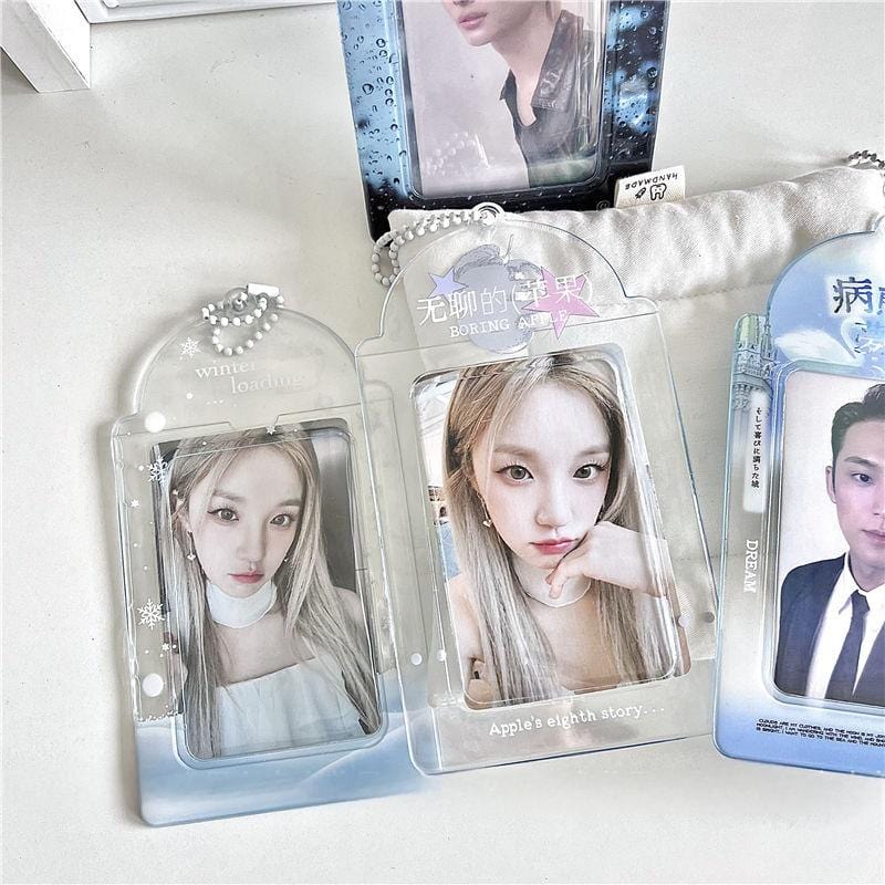 Blue Rain Forest Winter Snow Kpop Keychain Photocard Holder - ArtGalleryZen