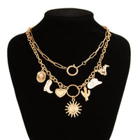 Thumbnail for Bohemia 2pcs Gold Tone Sun Enamel Boot Cowboy Hat Charm Necklace Set - ArtGalleryZen
