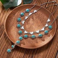 Thumbnail for Bohemia 2pcs Turquoise Heart Chain Y Necklace Set - ArtGalleryZen