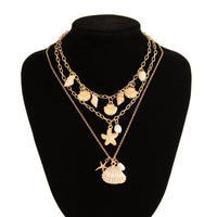Thumbnail for Bohemia 3pcs Conch Shell Starfish Pearl Pendant Necklace Set - ArtGalleryZen