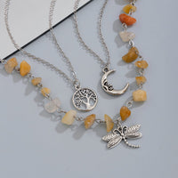 Thumbnail for Bohemia 3Pcs Dragonfly Moon Tree Pendant Turquoise Stone Necklace Set - ArtGalleryZen