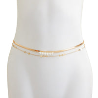 Thumbnail for Bohemia 3Pcs Layered Herringbone Pearl Belly Chain Set - ArtGalleryZen