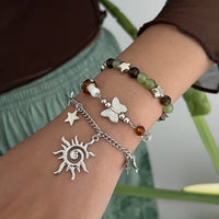 Thumbnail for Bohemia 3pcs Sun Star Mushroom Charm Glass Beaded Bracelet Set - ArtGalleryZen
