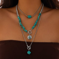 Thumbnail for Bohemia 3pcs Toggle Clasp Turquoise Round Disc Pendant Necklace Set - ArtGalleryZen