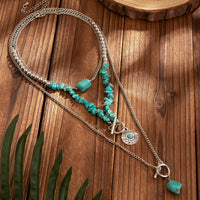 Thumbnail for Bohemia 3pcs Toggle Clasp Turquoise Round Disc Pendant Necklace Set - ArtGalleryZen