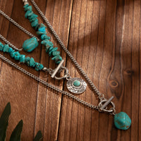 Thumbnail for Bohemia 3pcs Toggle Clasp Turquoise Round Disc Pendant Necklace Set - ArtGalleryZen