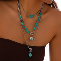 Thumbnail for Bohemia 3pcs Toggle Clasp Turquoise Round Disc Pendant Necklace Set - ArtGalleryZen