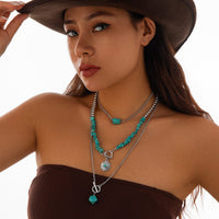 Thumbnail for Bohemia 3pcs Toggle Clasp Turquoise Round Disc Pendant Necklace Set - ArtGalleryZen