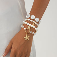 Thumbnail for Bohemia 4pcs Coconut Tree Conch Shell Starfish Pearl Chain Bracelet Set - ArtGalleryZen