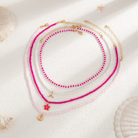 Thumbnail for Bohemia 4pcs Mermaid Shell Enamel Flower Pendant Seed Beaded Necklace Set - ArtGalleryZen