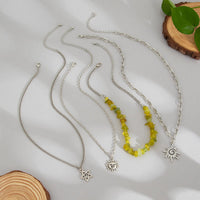 Thumbnail for Bohemia 4pcs Sun Moon Star Pendant Crystal Stone Necklace Set - ArtGalleryZen