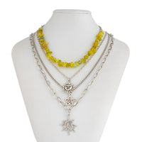 Thumbnail for Bohemia 4pcs Sun Moon Star Pendant Crystal Stone Necklace Set - ArtGalleryZen