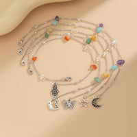 Thumbnail for Bohemia 5pcs Moon Star Butterfly Charm Long Crystal Stone Chain Hair Braids Ring Set - ArtGalleryZen