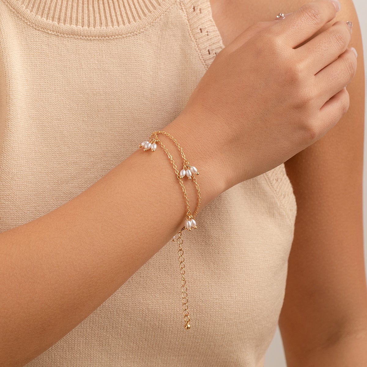 Bohemia Chic Layered Pearl Tassel Bracelet - ArtGalleryZen