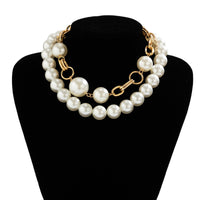 Thumbnail for Bohemia Chunky Layered Pearl Chain Choker Necklace Set - ArtGalleryZen