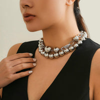 Thumbnail for Bohemia Chunky Layered Pearl Chain Choker Necklace Set - ArtGalleryZen