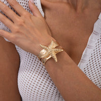 Thumbnail for Bohemia Chunky Starfish Hollow Bangle Bracelet - ArtGalleryZen