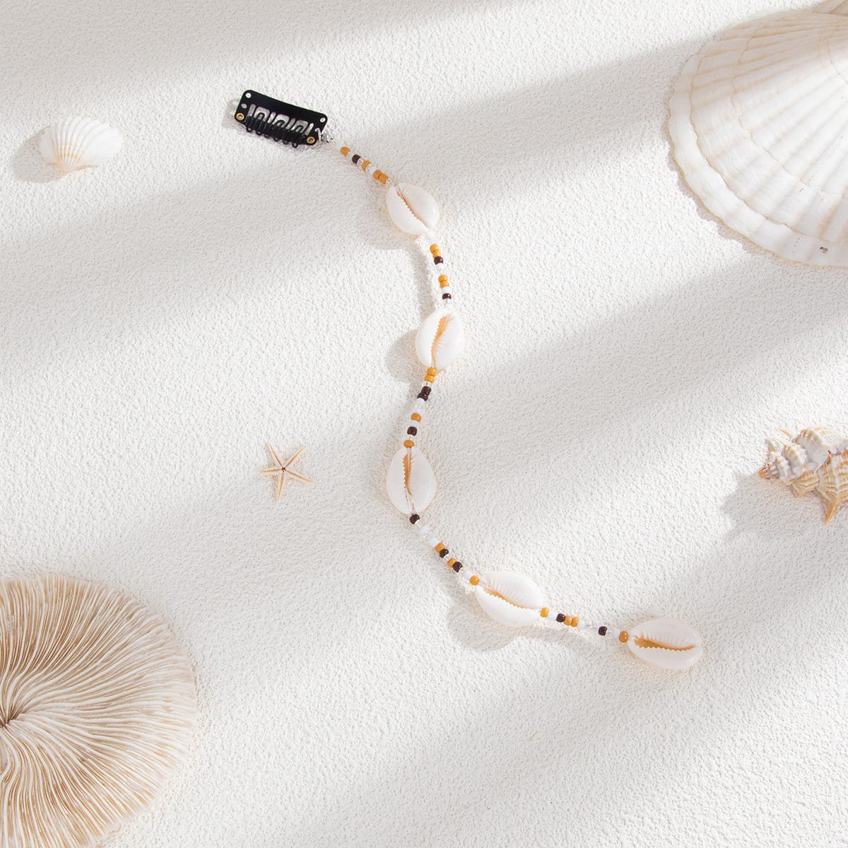 Bohemia Conch Seed Beaded Chain Hair Clip - ArtGalleryZen